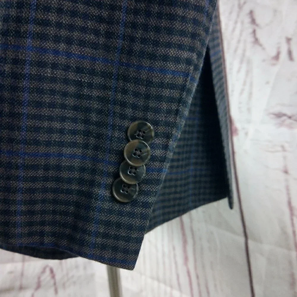 Jos A Bank 1905 With brrr Comfort 44R 2 Btn Slim Fit Multicolor Check Sport Coat